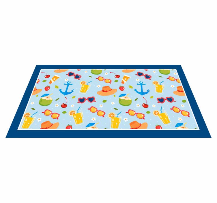 Alfombra vinílica dormitorio Gafas de sol planas de verano y patr - TenVinilo