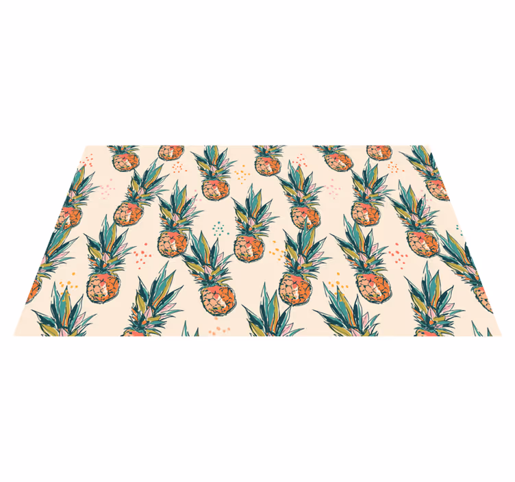 Alfombra vinílica flores patrón de piña tropical - TenVinilo