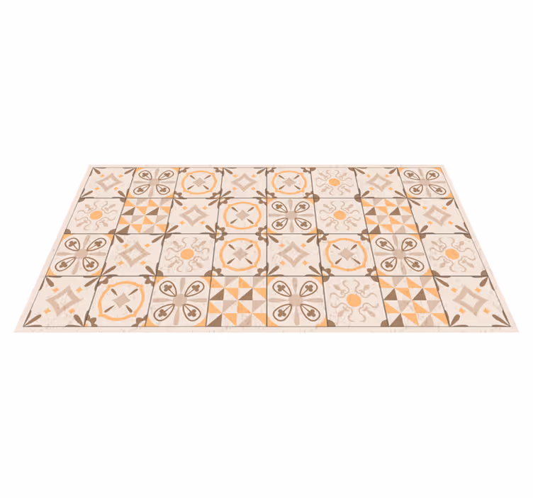 Alfombra vinílica imitación mármol motivos azulejos vintage - TenVinilo