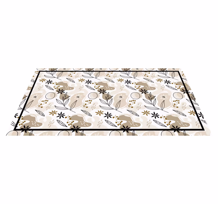 Alfombra vinílica flores elementos de follaje beige - TenVinilo