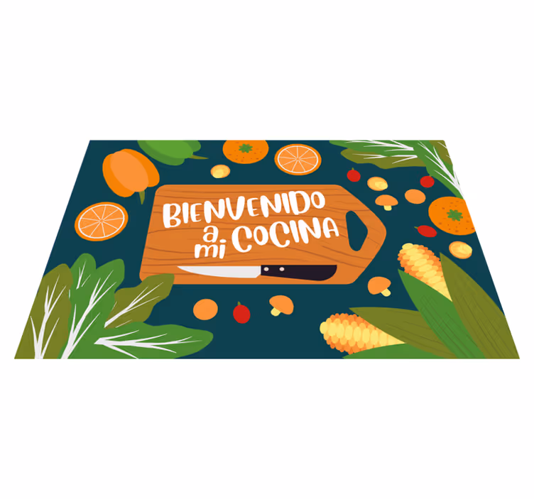 Alfombra vinilo cocina Utensilios de colores - TenVinilo