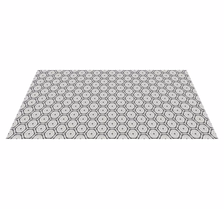 Alfombra vinílica mosaico motivo hexágonos grises elegantes - TenVinilo