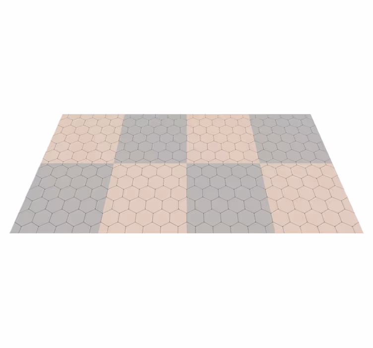 Alfombra vinílica baño Hexágonos grises y beige - TenVinilo