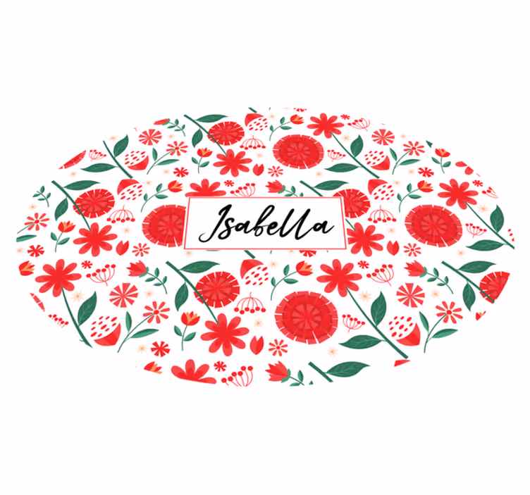Alfombra vinílica flores Diseño circular blanco y rojo - TenVinilo