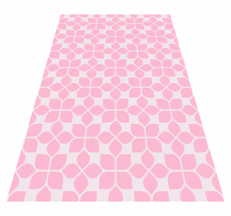 Alfombra vinílica mosaico azulejo floral rosa - TenVinilo