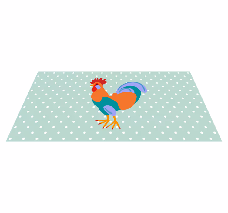 Alfombra vinílica animales arte del gallo vibrante - TenVinilo
