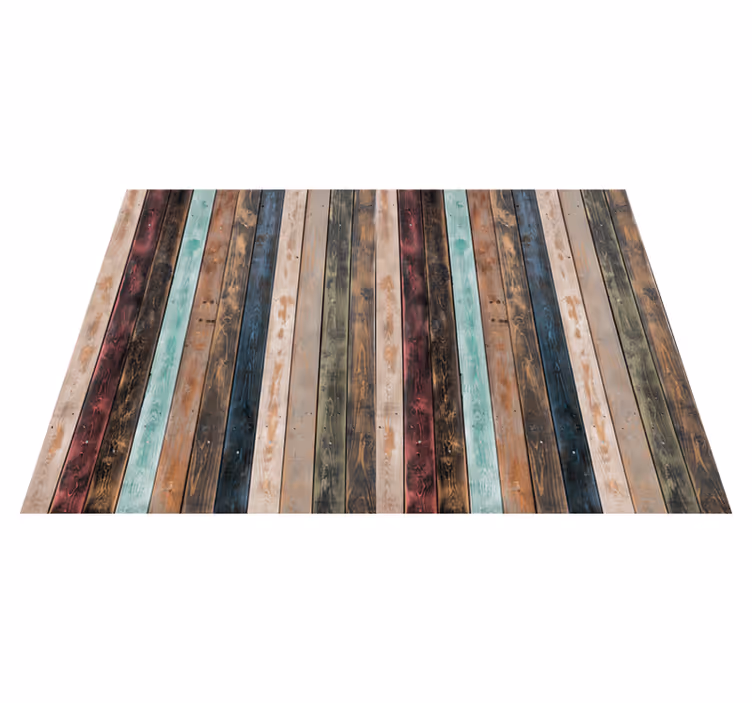 Alfombra vinílica textura madera Tablones verticales de colores - TenVinilo