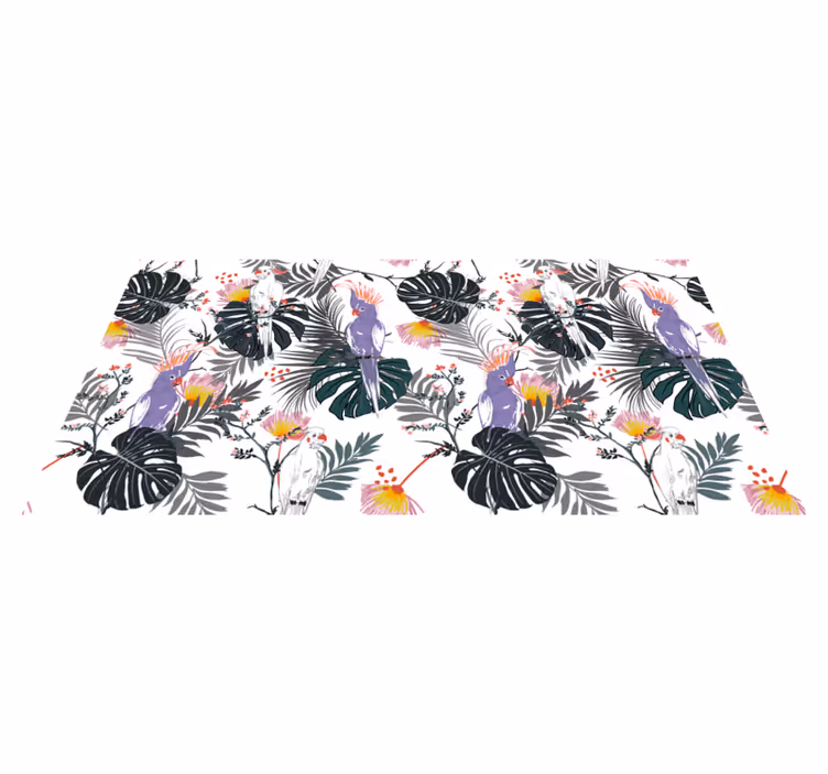 Alfombra vinílica salón arreglo de hojas tropicales - TenVinilo