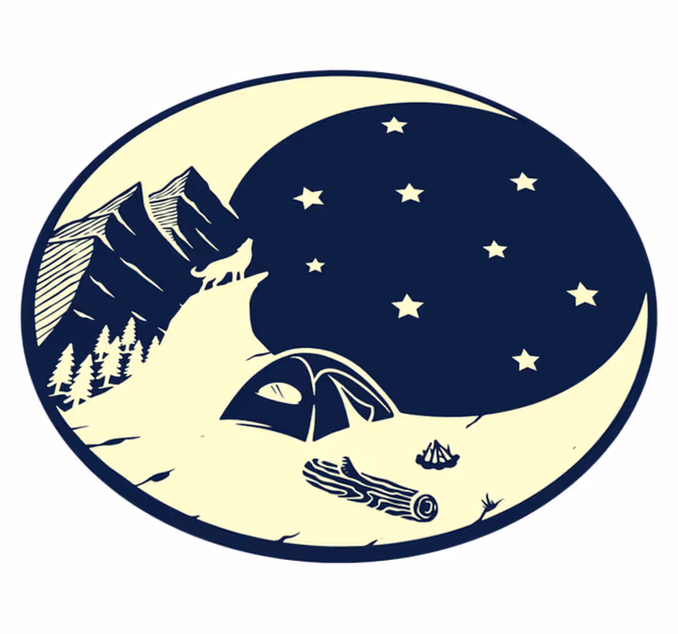 Alfombra vinílica naturaleza escena de camping lunar - TenVinilo