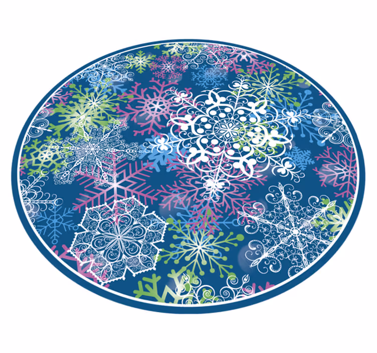 Alfombra vinílica navidad patrón de copos de nieve coloridos - TenVinilo