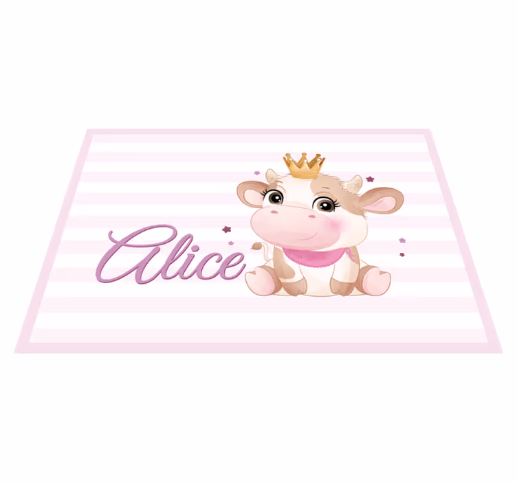 Alfombra vinílica personalizable personaje vaca linda - TenVinilo