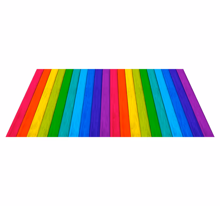 Alfombra vinílica imitación madera diseño rayas arcoíris - TenVinilo