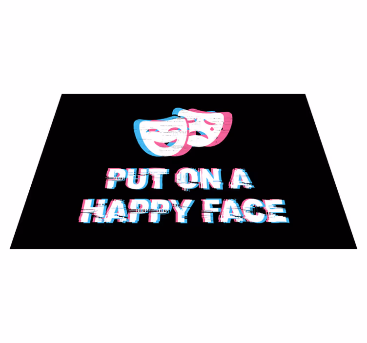 Alfombra vinílica frase expresión de cara feliz - TenVinilo