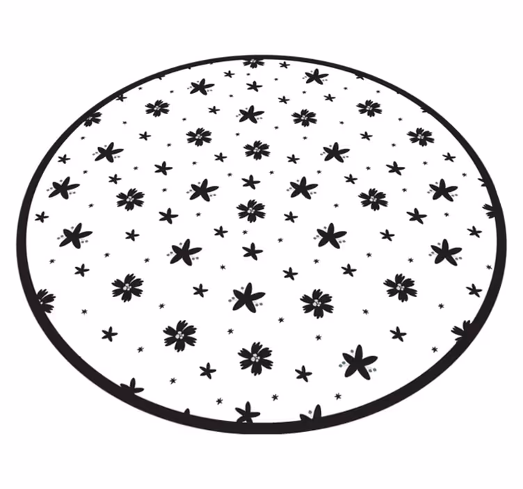 Alfombra vinilo redonda Tinta en blanco y negro - TenVinilo