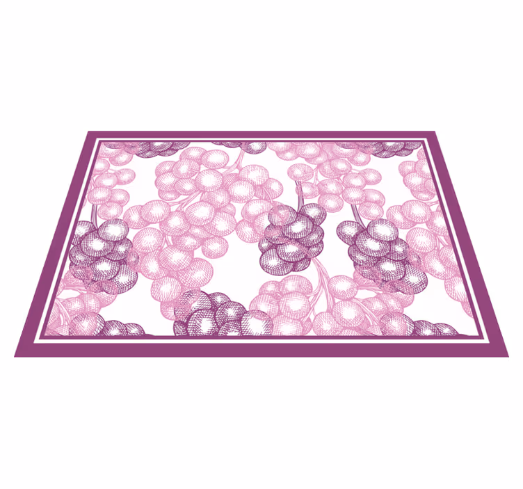Alfombra vinilo cocina Dibujado a mano uvas rosadas y moradas - TenVinilo