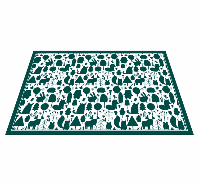 Alfombra vinílica salón Silueta de animales salvajes del bosque - TenVinilo