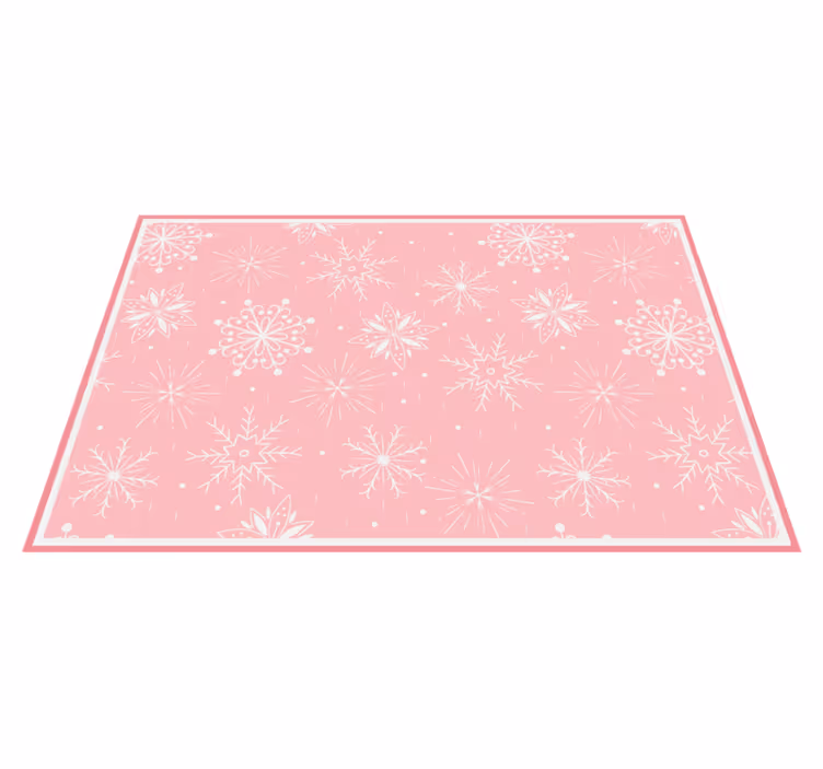 Alfombra vinílica navidad Copos de nieve fondo rosa - TenVinilo