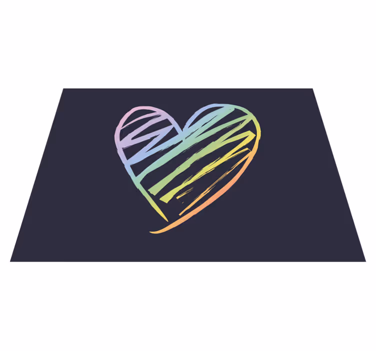 Alfombra vinílica juvenil corazón arcoiris - TenVinilo