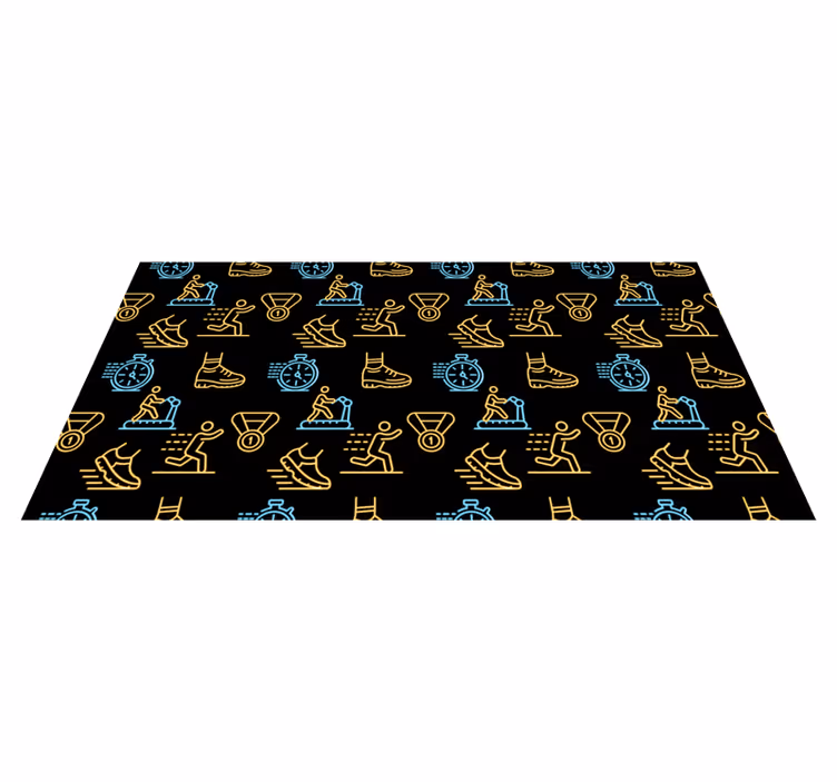 Alfombra exterior vinilo Corriendo iconos neón color negro - TenVinilo