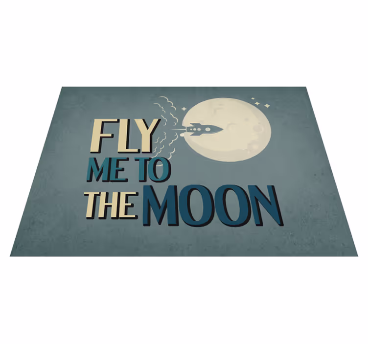 Alfombra vinílica minimalista cohete a la luna - TenVinilo
