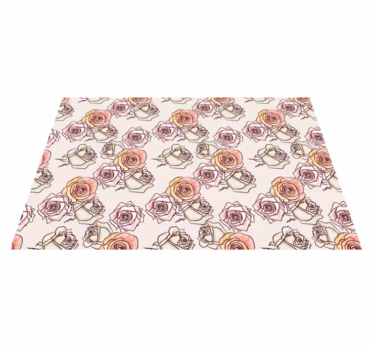 Alfombra vinílica flores motivo de rosa botánica - TenVinilo