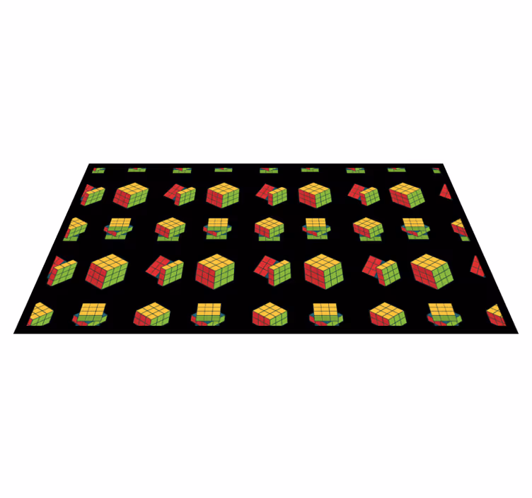 Alfombra vinílica vintage Colorido patrón de cubo de rubik - TenVinilo