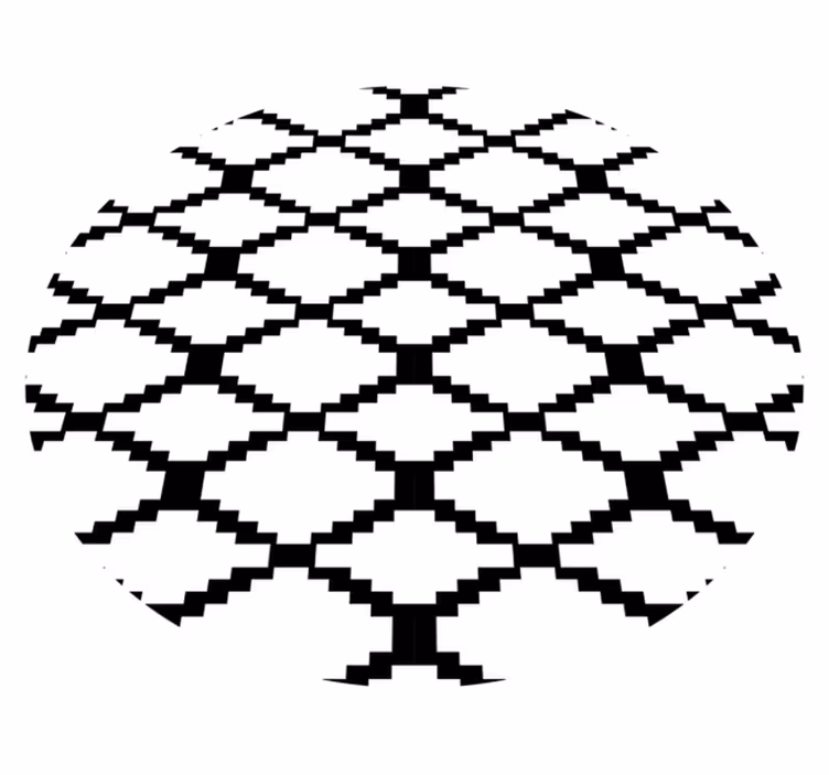 Alfombra vinílica geométrica blanco y negro moderno - TenVinilo