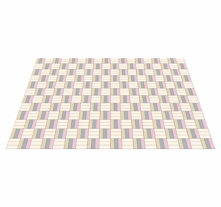 Alfombra vinílica geométrica bloques de colores tejidos - TenVinilo