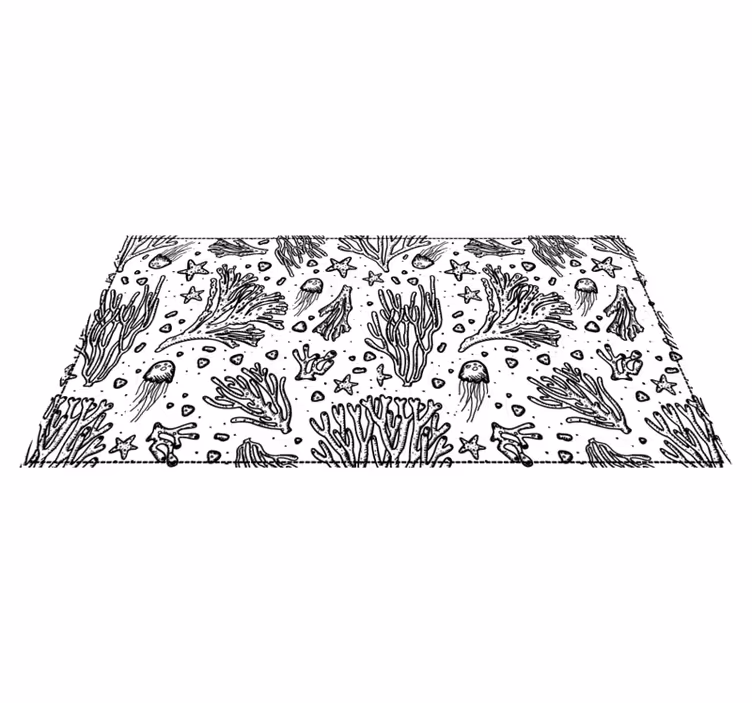 Alfombra vinílica animales motivo del océano monocromo - TenVinilo