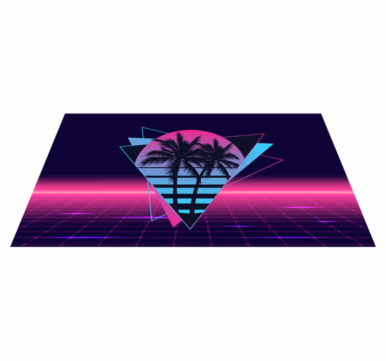 Alfombra vinílica vintage Palmera estilo vaporwave - TenVinilo