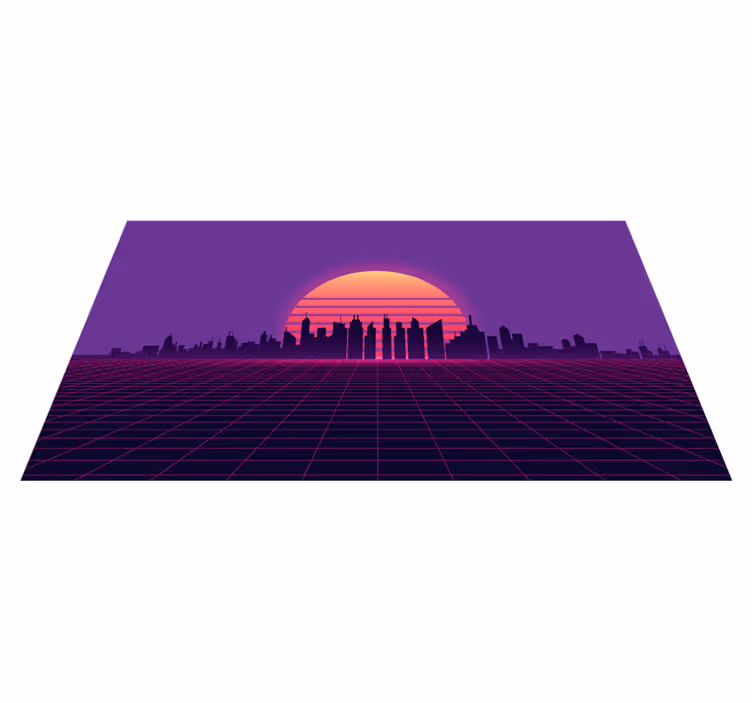 Alfombra vinílica vintage Puesta de sol vaporwave estilo años 80 - TenVinilo