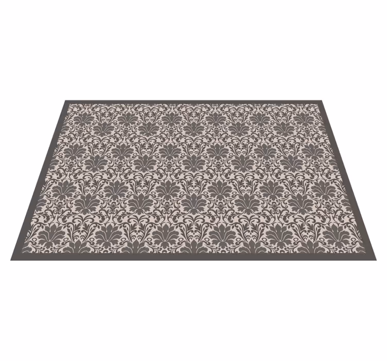 Alfombra vinílica vintage Patrón de estilo victoriano gris y crem - TenVinilo