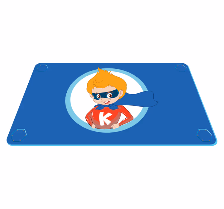 Alfombra vinílica infantil de personaje de superhéroe - TenVinilo
