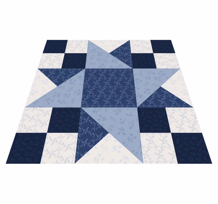 Alfombra vinílica geométrica patrón de estrella de patchwork - TenVinilo
