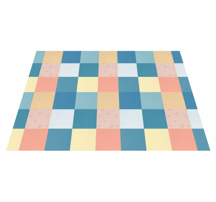 Alfombra vinílica geométrica tablero de ajedrez pastel - TenVinilo