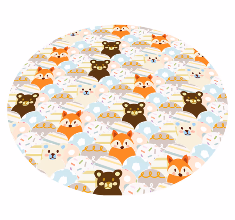 Alfombra vinílica bebé adorable patrón de animales - TenVinilo