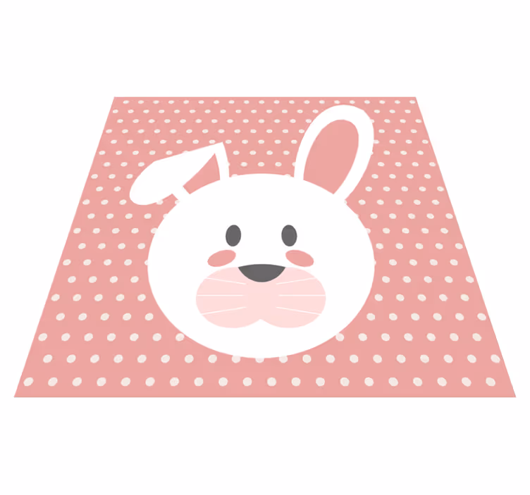 Alfombra vinílica bebé Conejo blanco fondo rosa - TenVinilo