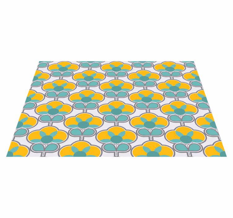 Alfombra vinílica flores patrón floral geométrico - TenVinilo