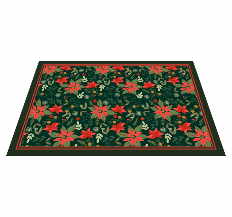 Alfombra vinílica navidad patrón festivo de flor de pascua - TenVinilo