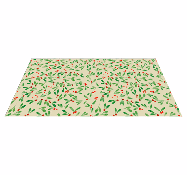 Alfombra vinílica navidad patrón de bayas navideñas - TenVinilo