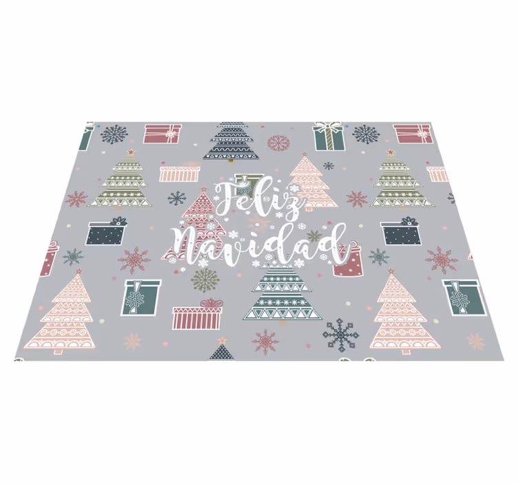 Alfombra vinílica navidad Feliz navidad cita gris estilo nórdico - TenVinilo