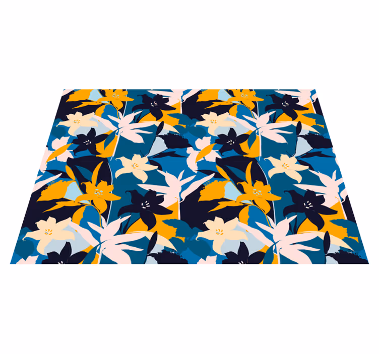 Alfombra vinílica flores Patrón floral de lirios de colores - TenVinilo