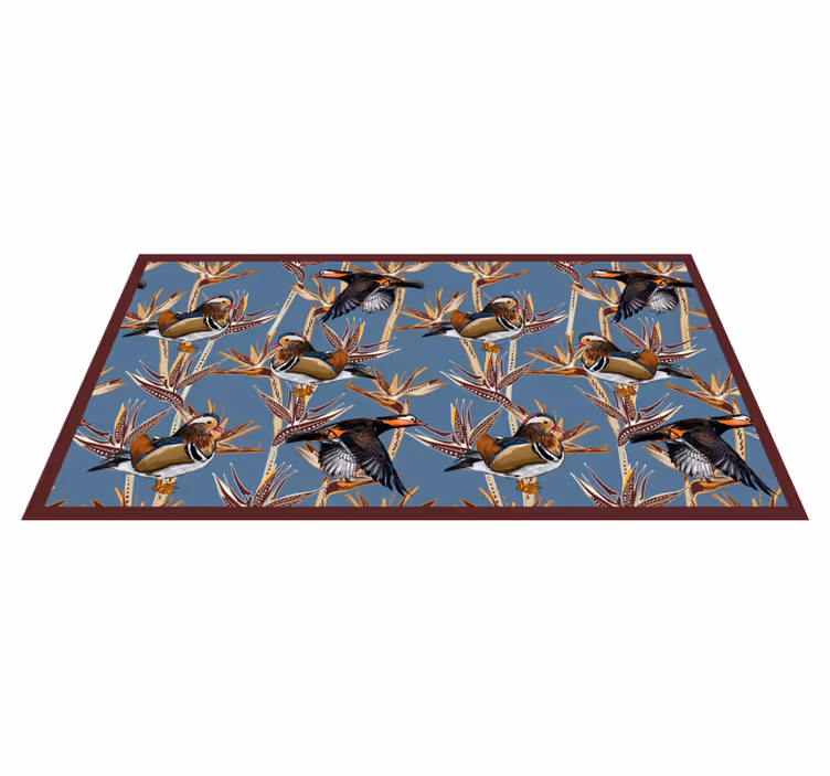 Alfombra vinílica animales patrón de pato mandarín - TenVinilo