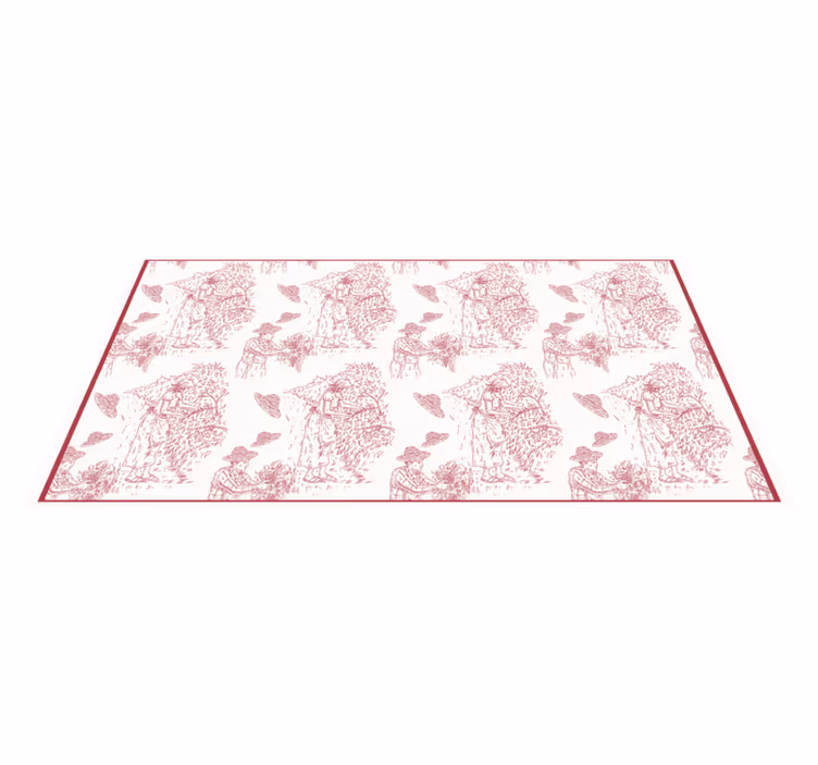 Alfombra vinílica vintage patrón toile de escena pastoral - TenVinilo