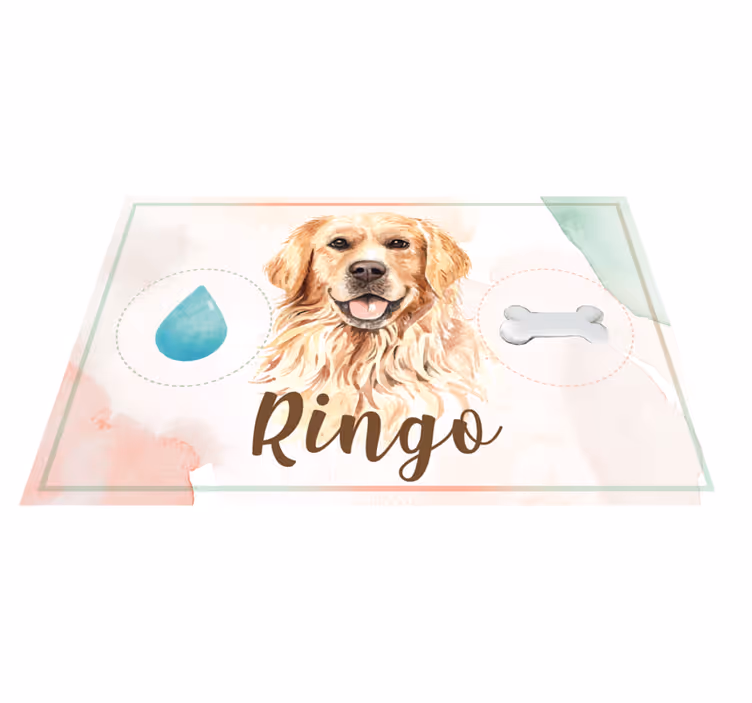Aflombra vinílica animales Golden retriever agua y comida - TenVinilo