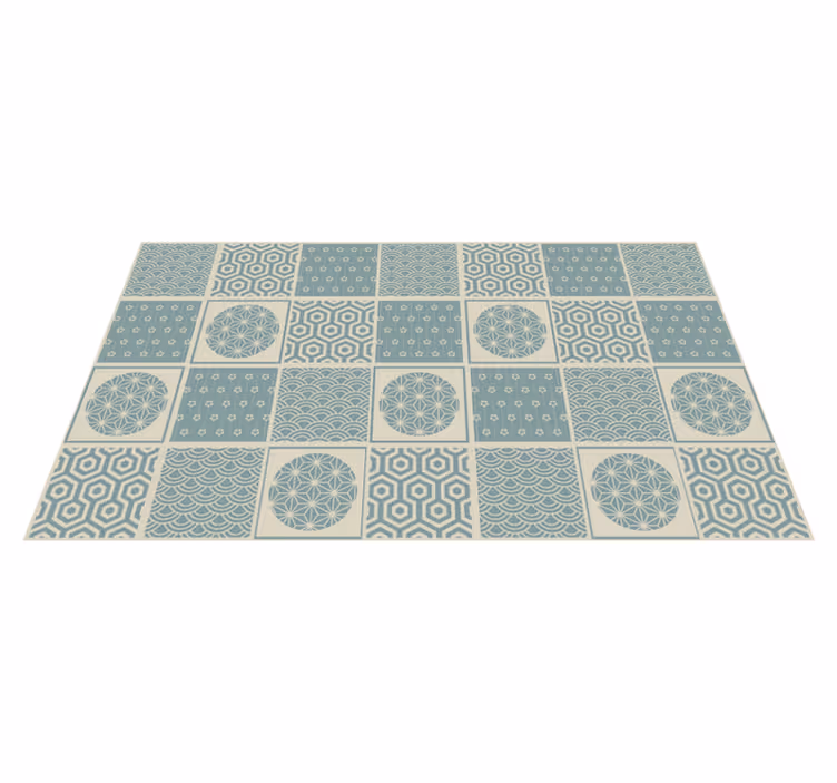 Alfombra vinílica hidráulica bloques geométricos - TenVinilo