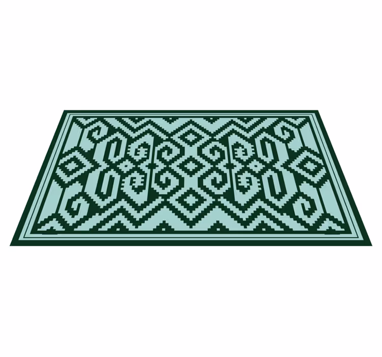 Alfombra vinílica nórdica patrones geométricos verdes - TenVinilo