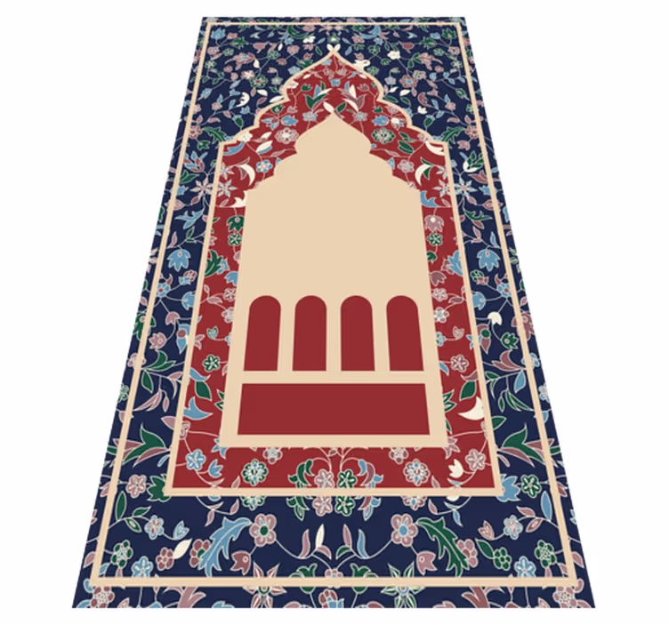 Alfombra vinilo rectangular patrón de flores orzuelo persa - TenVinilo