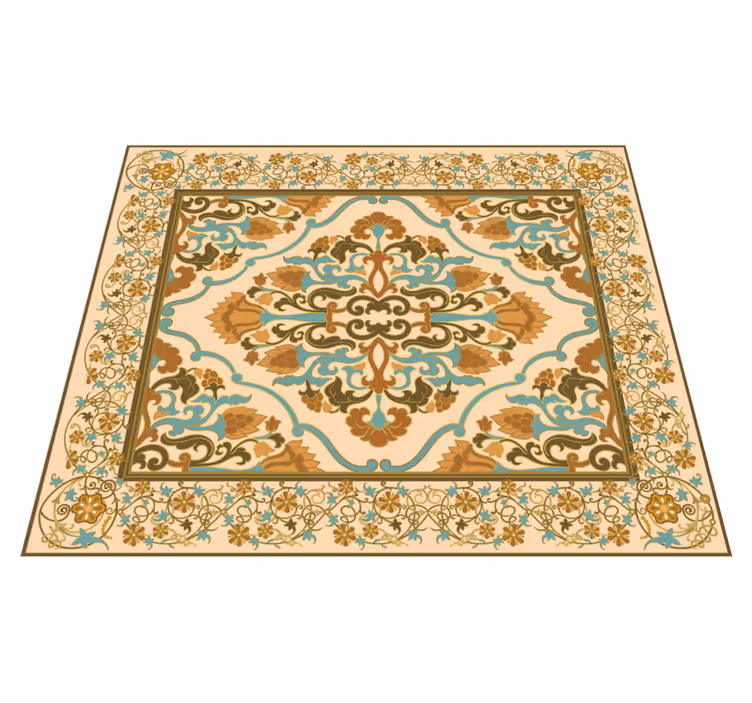 Alfombra vinilo comedor diseño mandala beige - TenVinilo
