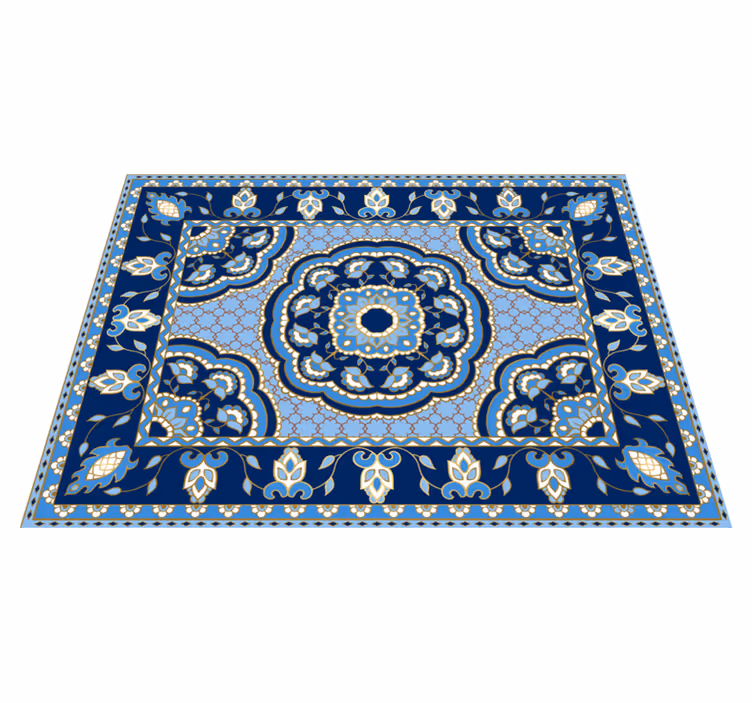 Alfombra vinilo comedor diseño azul oriental - TenVinilo